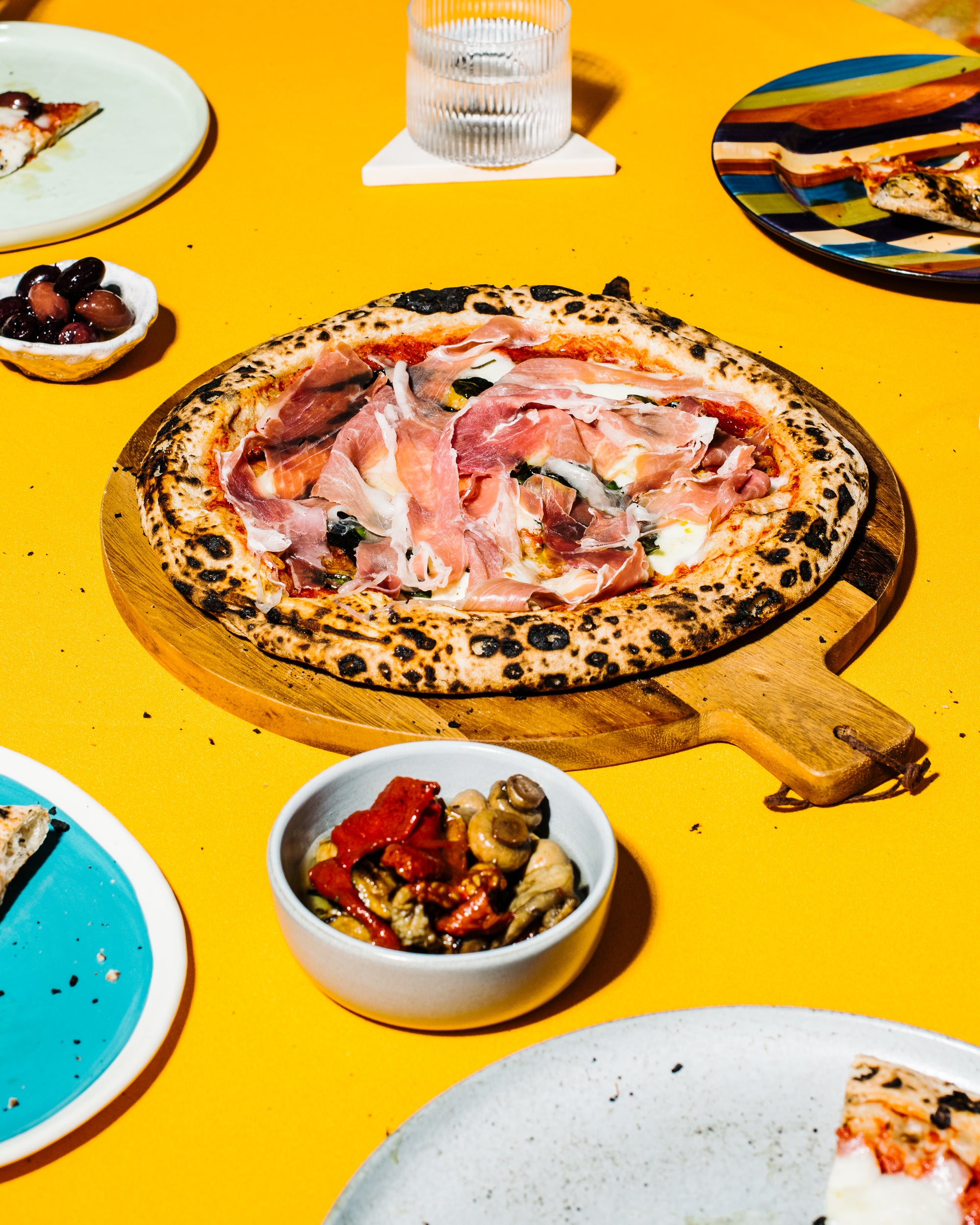 Prosciutto on pizza. Food porn